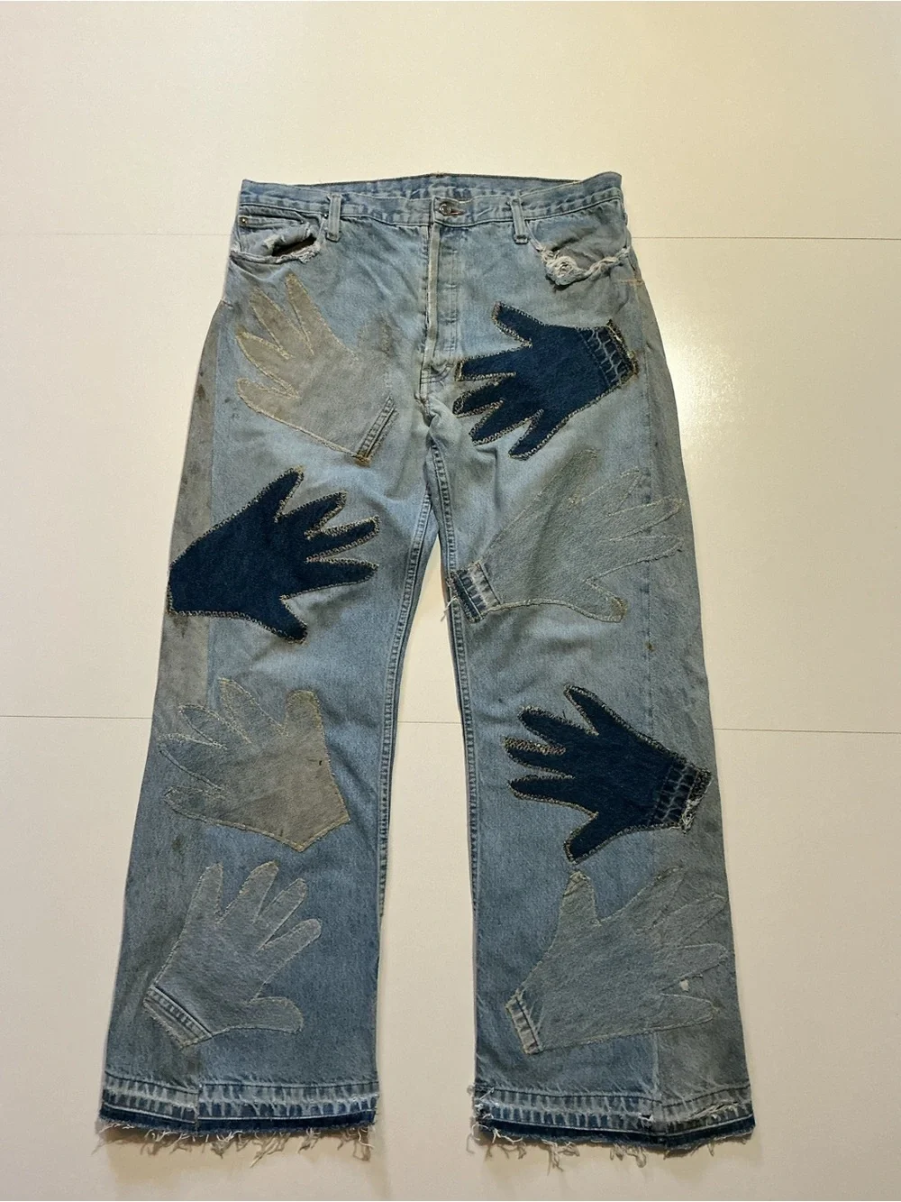 Vintage Levi’s Hands Reworked Upcycled 1 Of 1 Distressed Button Fly Denim Jeans